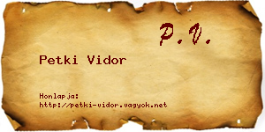 Petki Vidor névjegykártya